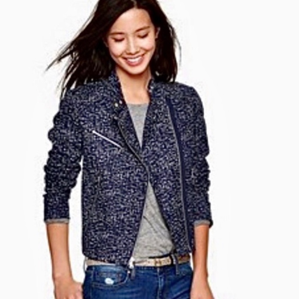 Gap Blue & White Cotton Moto Jacket